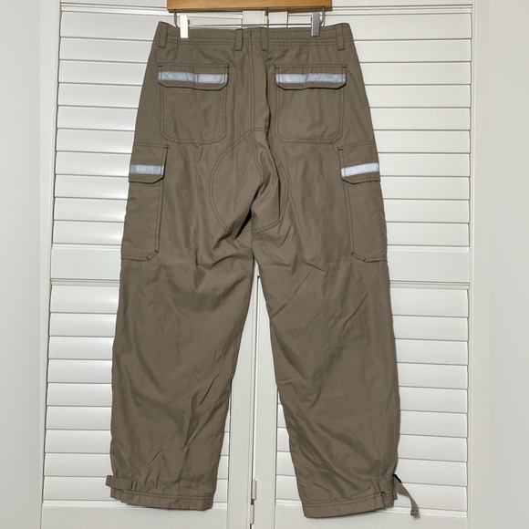 Vintage 2000s Gap Fleece Lined Khaki Cargo Skater Punk Reflective Pants Small 34 - Picture 4 of 10